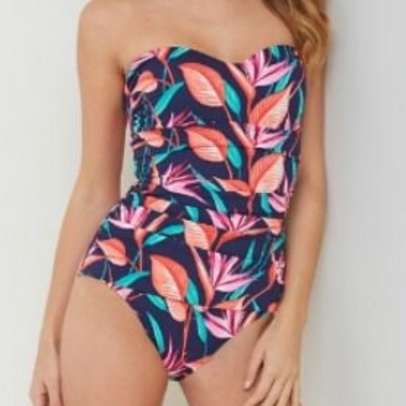 Tommy Bahama Other - TOMMY BAHAMA Tummy Control Bandeau Birds of Paradise Tropic Swimsuit NWT $148 16